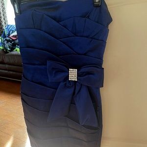 Navy prom cocktail homecoming dress strapless short size 3